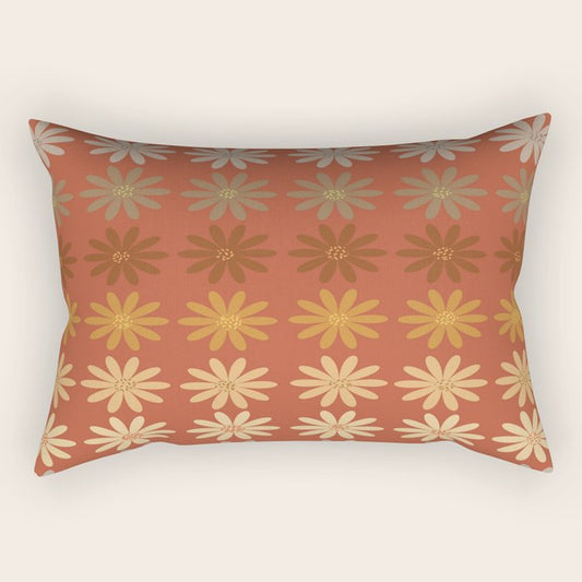 Ombre Abstract Daisies on Mandarin Orange Rectangular Pillow Gallery Image 2