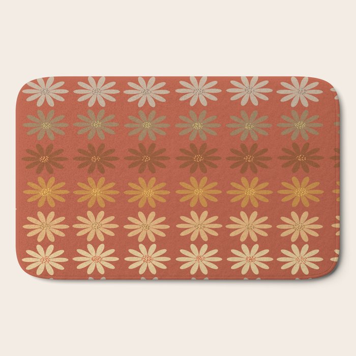 Ombre Abstract Daisies on Mandarin Orange Bath Mat Gallery Image 2