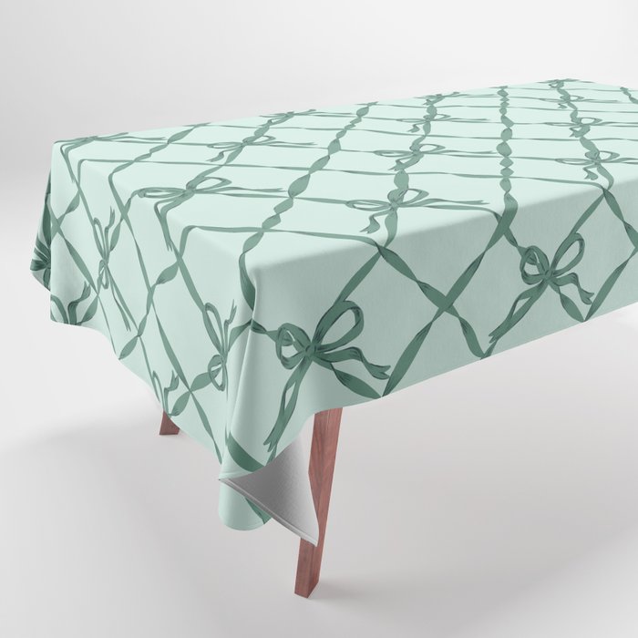 Green Trellis Ribbon Bows Tablecloth Gallery Image 1