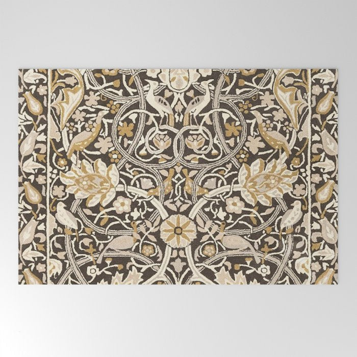 William Morris Bullerswood Charcoal Mustard Welcome Mat Gallery Image 2