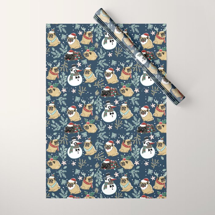 Christmas Pugs Wrapping Paper Gallery Image 1