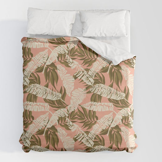 Jungle Leaf Coral Pink Duvet Cover Gallery Image 2