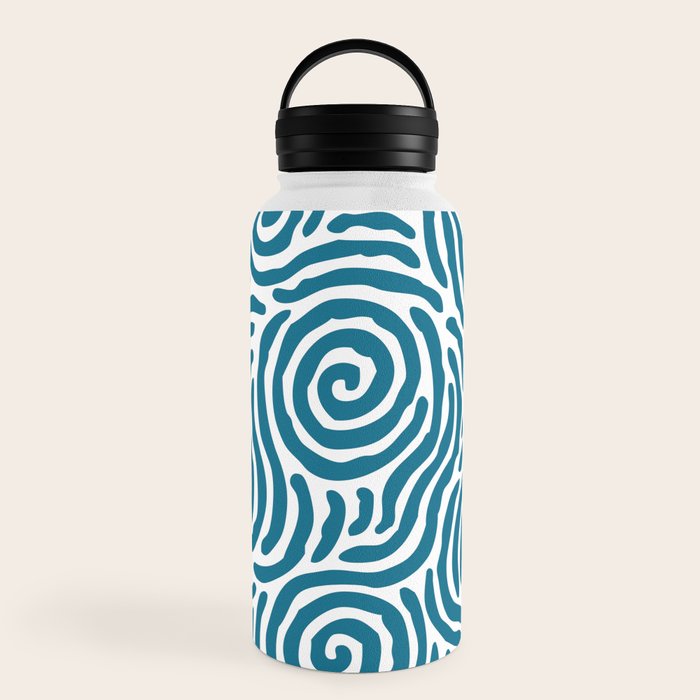 Ripple Effect Pattern Peacock Blue Water Bottle Gallery Image 6