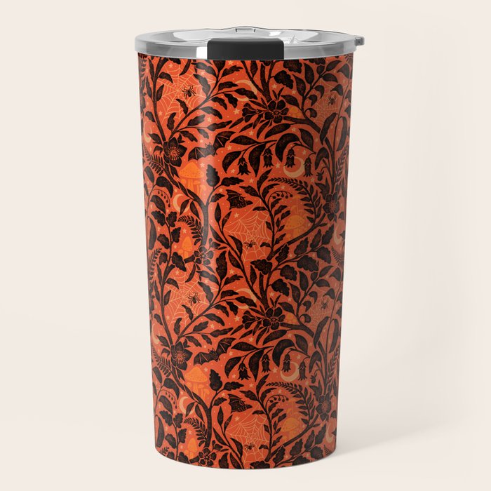 Mysterious Garden - black and orange Travel Mug Gallery Image 1