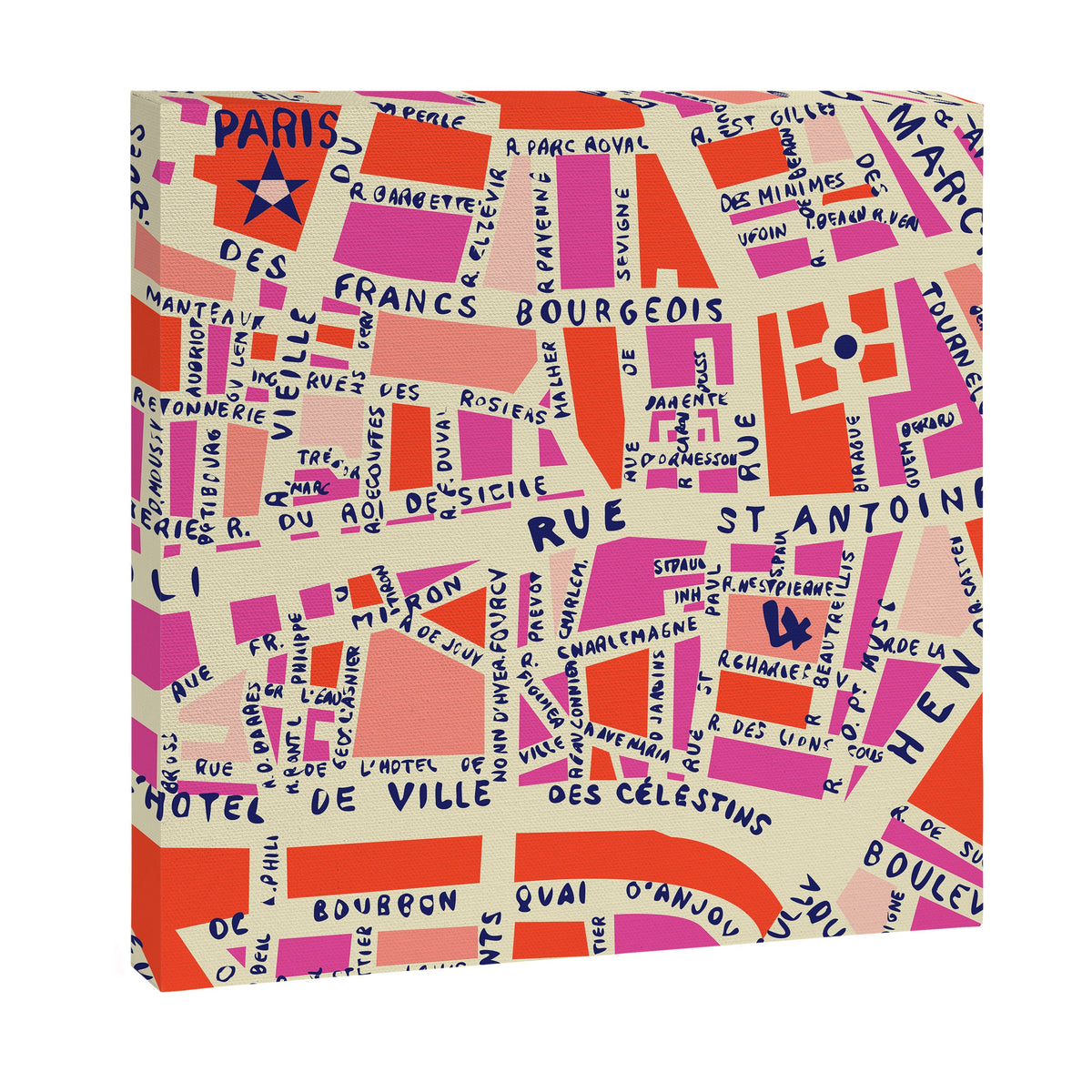paris map pink Canvas Print Gallery Image 9