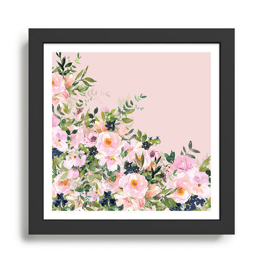 Boho, Vintage, Floral Watercolor, Pink Roses Framed Art Print Gallery Image 2