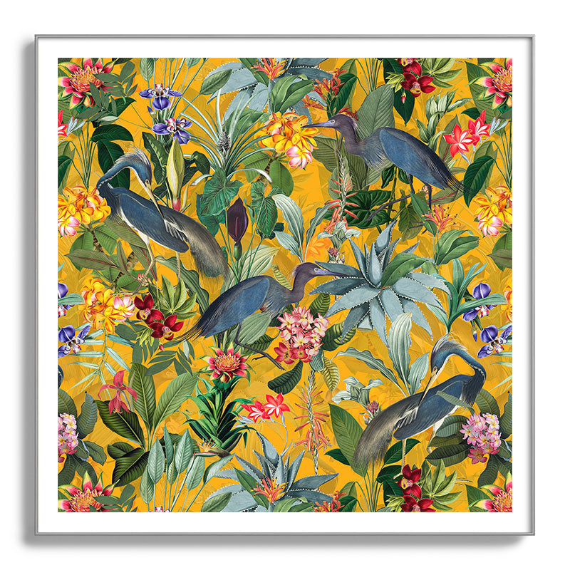 Vintage & Shabby Chic - Sunny Tropical Garden Blue Heron Framed Art Print Gallery Image 142