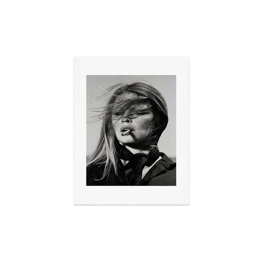 Brigitte Bardot Smoking a Cigarette, Black and White Photograph Art Print Gallery Image 2