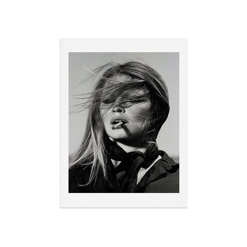 Brigitte Bardot Smoking a Cigarette, Black and White Photograph Art Print Gallery Image 7