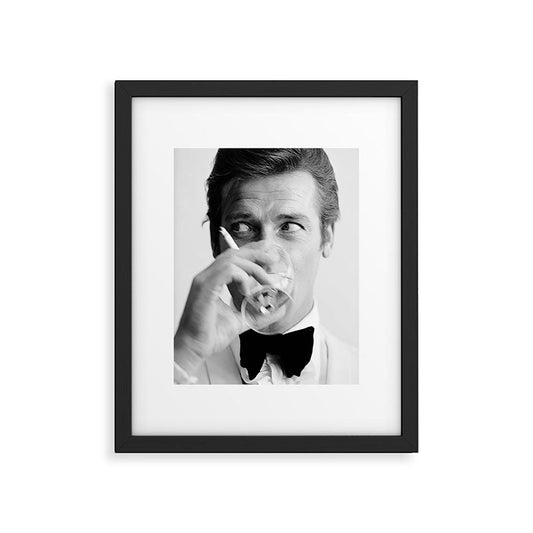 Roger Moore with Martini Retro Vintage Art Framed Art Print Gallery Image 2