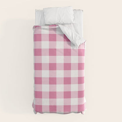 Gingham Large Pink White Duvet Cover Gallery Image 5