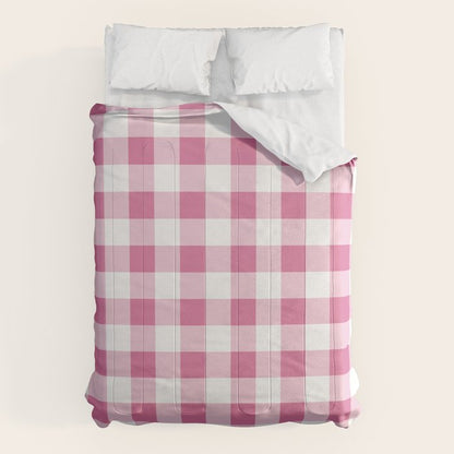 Gingham Large Pink White Comforter Gallery Image 6