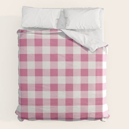 Gingham Large Pink White Duvet Cover Gallery Image 7