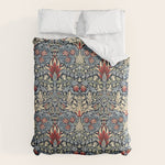 Vintage William Morris Snakeshead Red Floral Print Duvet Cover Gallery Image 1