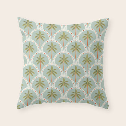 Vintage summer palm tree art pattern Throw Pillow Gallery Image 4