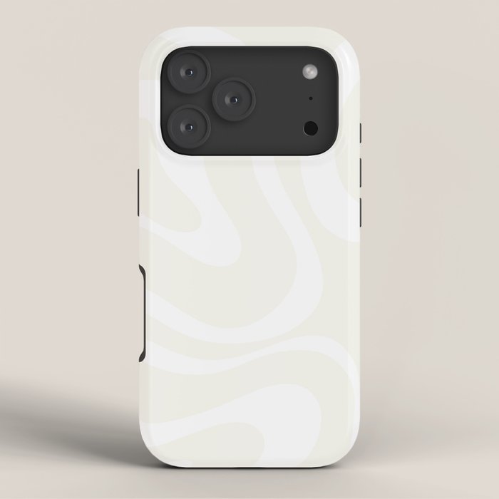 Modern Liquid Swirl Abstract Pattern in Barely There Eggshell on White iPhone Case Gallery Image 3