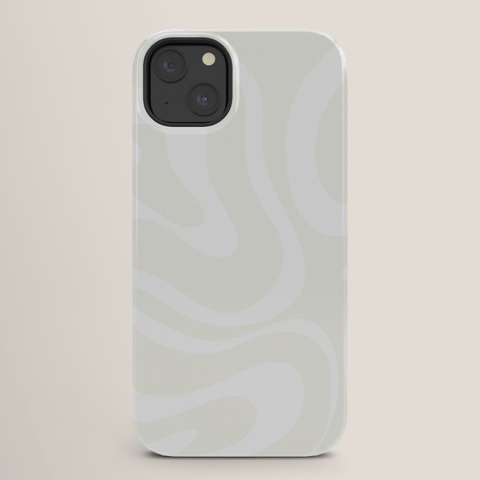 Modern Liquid Swirl Abstract Pattern in Barely There Eggshell on White iPhone Case Gallery Image 26