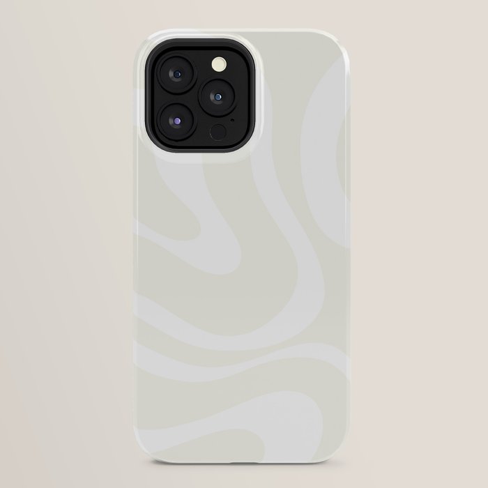 Modern Liquid Swirl Abstract Pattern in Barely There Eggshell on White iPhone Case Gallery Image 24
