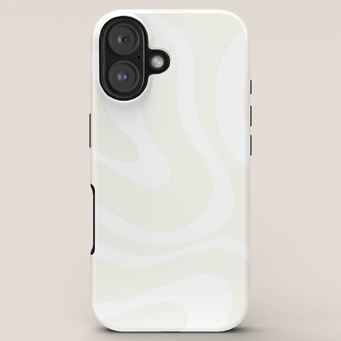Modern Liquid Swirl Abstract Pattern in Barely There Eggshell on White iPhone Case Gallery Image 5