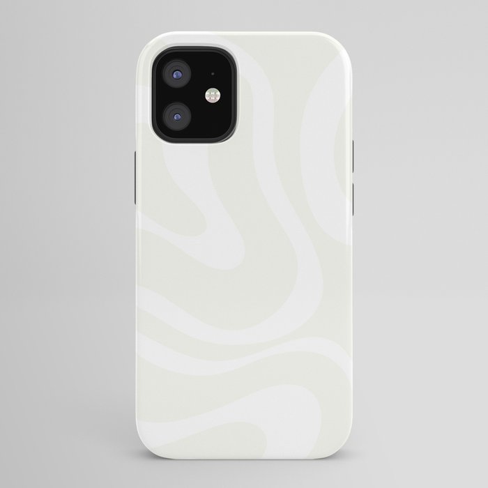 Modern Liquid Swirl Abstract Pattern in Barely There Eggshell on White iPhone Case Gallery Image 42