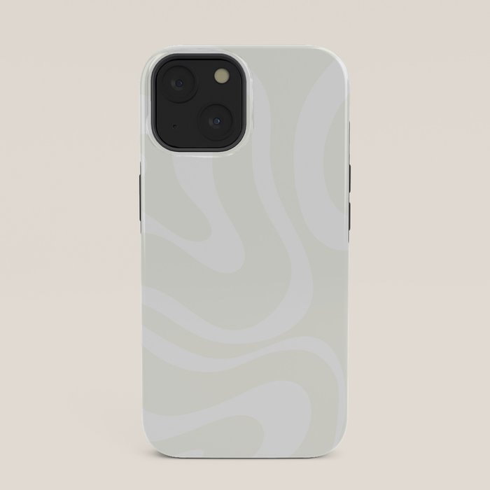 Modern Liquid Swirl Abstract Pattern in Barely There Eggshell on White iPhone Case Gallery Image 33