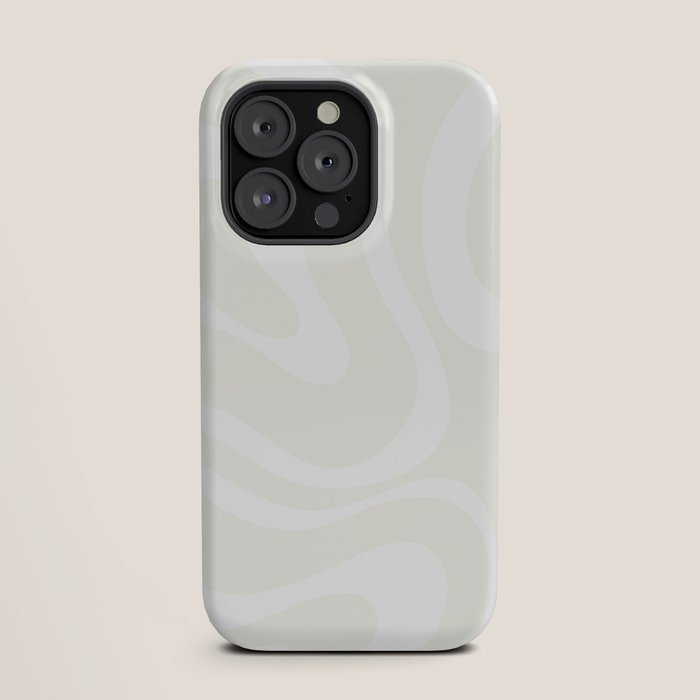 Modern Liquid Swirl Abstract Pattern in Barely There Eggshell on White iPhone Case Gallery Image 19