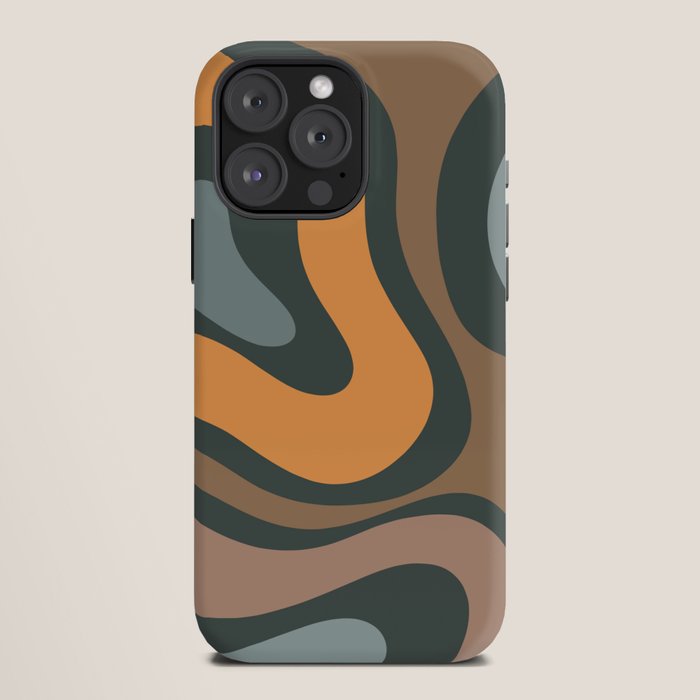 Modern Retro Liquid Swirl Abstract Slate Blue Orange Brown Taupe iPhone Case Gallery Image 12
