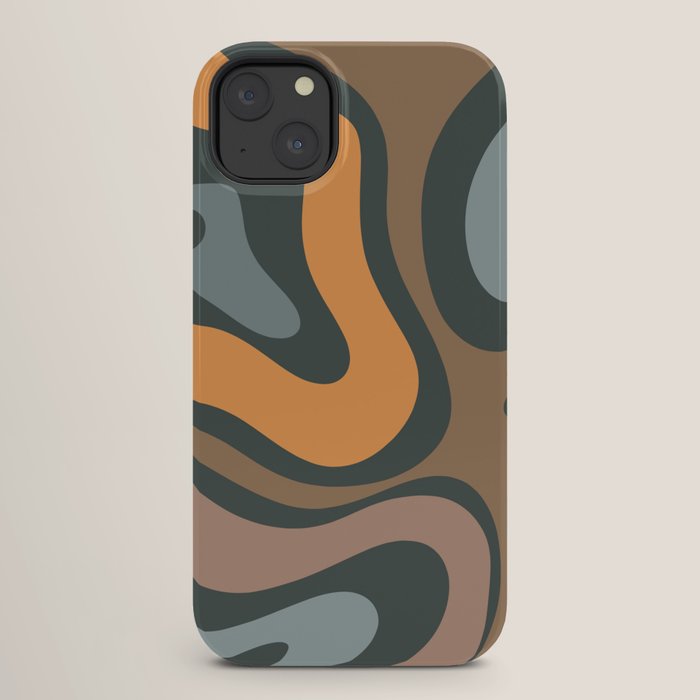 Modern Retro Liquid Swirl Abstract Slate Blue Orange Brown Taupe iPhone Case Gallery Image 26