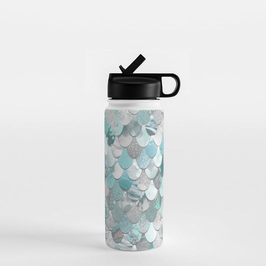 Mermaid Aqua and Grey Water Bottle Gallery Image 1