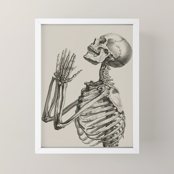 William Cheselden, Osteographia (The Anatomy of Bones), London, 1733 Praying Skeleton Mini Art Print Gallery Image 4