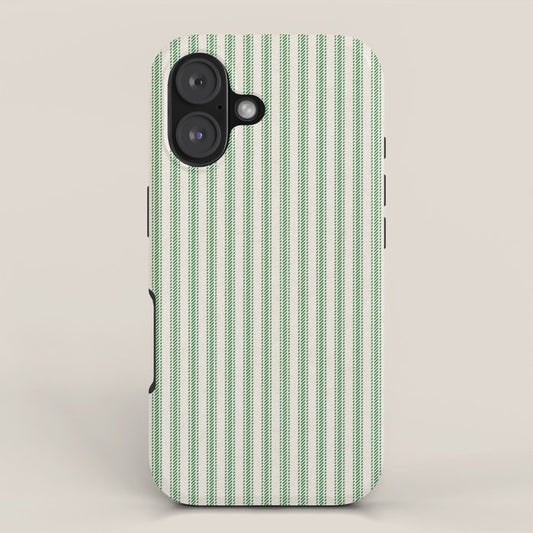 French Green Ticker Stripe iPhone Case Gallery Image 1