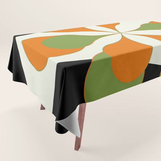 Mid-Century Modern Art 1.4 - Green & Orange Flower Tablecloth Gallery Image 1