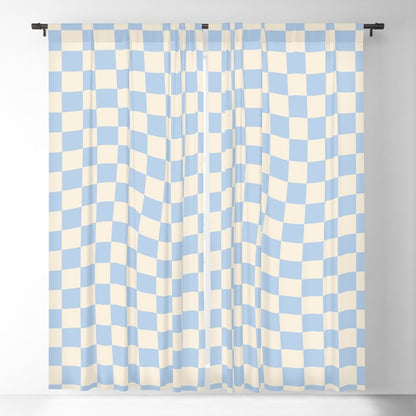 Check - Baby Blue Twist â Checkerboard Print Window Curtain Gallery Image 1