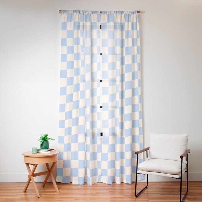 Check - Baby Blue Twist â Checkerboard Print Window Curtain Gallery Image 12