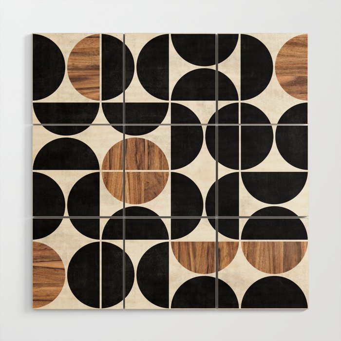 Mid-Century Modern Pattern No.1 - Concrete and Wood Wood Wall Art Gallery Image 1