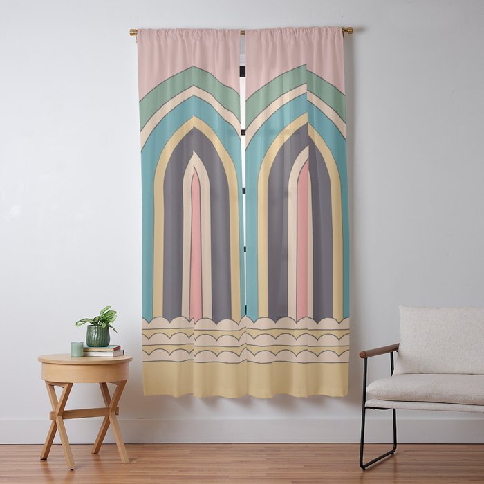 Geometric Abstraction Rainbow Window Curtain Gallery Image 9