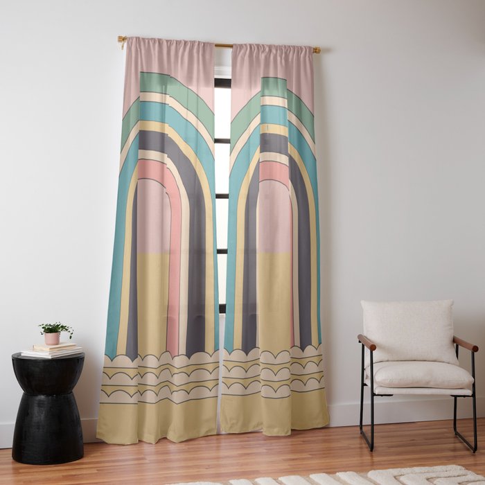 Geometric Abstraction Rainbow Window Curtain Gallery Image 14