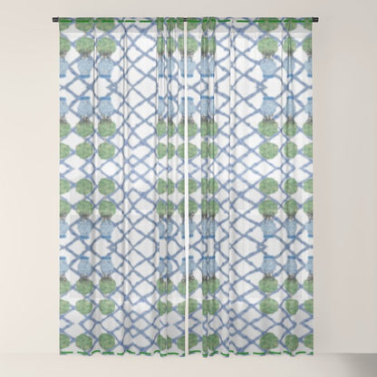 Hand Painted Ginger Jar Chinoiserie Pattern Window Curtain Gallery Image 18