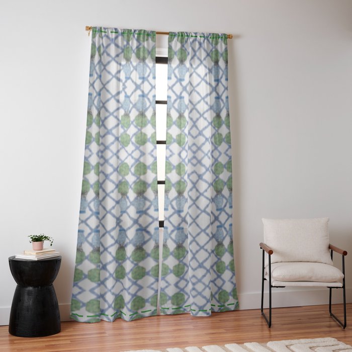 Hand Painted Ginger Jar Chinoiserie Pattern Window Curtain Gallery Image 10