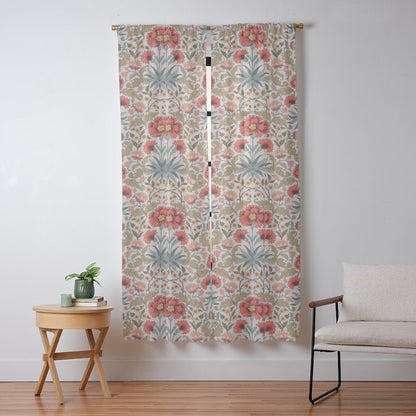 Victorian Botanicals - Carnations in Red and Green Window Curtain Gallery Image 9