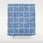 Vintage blue flower art pattern Shower Curtain Gallery Image 1