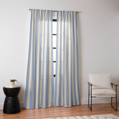 Vintage Cabana Stripe Pastel Blue And Gold Retro Coastal Beach Vibe Window Curtain Gallery Image 10