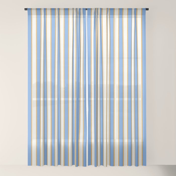 Vintage Cabana Stripe Pastel Blue And Gold Retro Coastal Beach Vibe Window Curtain Gallery Image 18