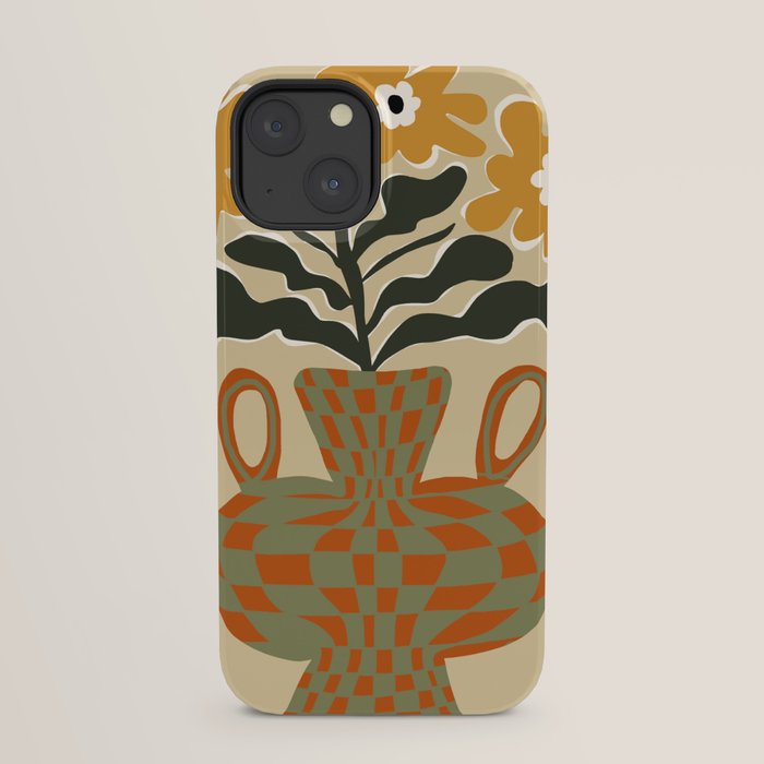 vintage flower vase with check iPhone Case Gallery Image 29