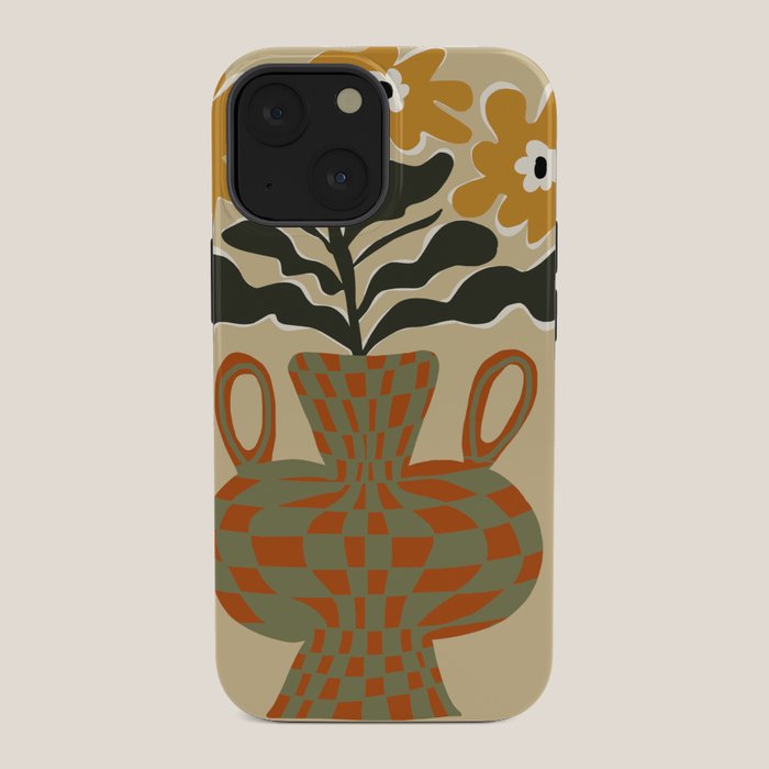 vintage flower vase with check iPhone Case Gallery Image 34