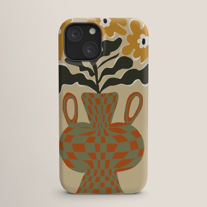 vintage flower vase with check iPhone Case Gallery Image 17