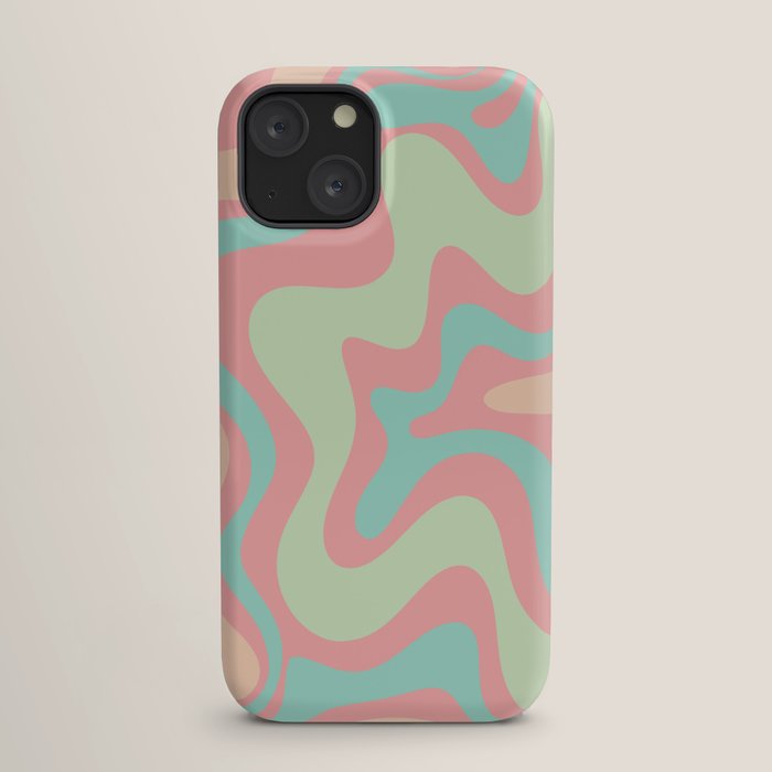 Retro Liquid Swirl Abstract Pattern in Pastel Sherbet Blush Pink and Mint iPhone Case Gallery Image 17