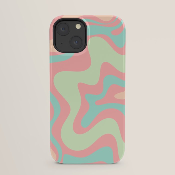 Retro Liquid Swirl Abstract Pattern in Pastel Sherbet Blush Pink and Mint iPhone Case Gallery Image 29