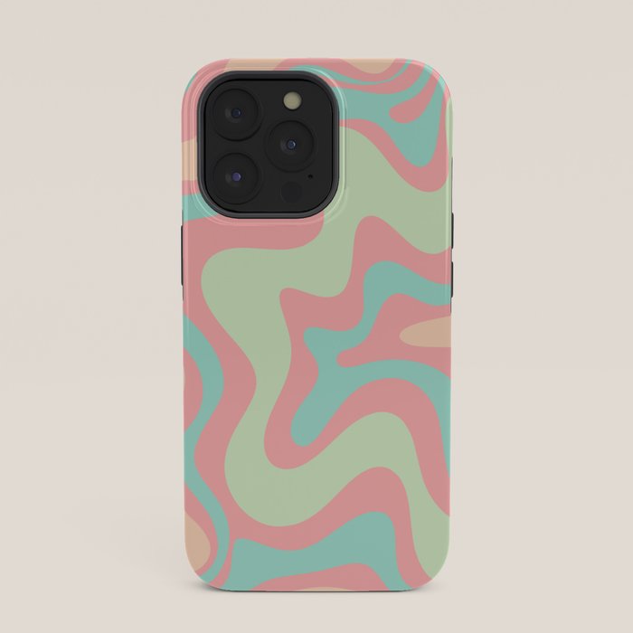 Retro Liquid Swirl Abstract Pattern in Pastel Sherbet Blush Pink and Mint iPhone Case Gallery Image 35