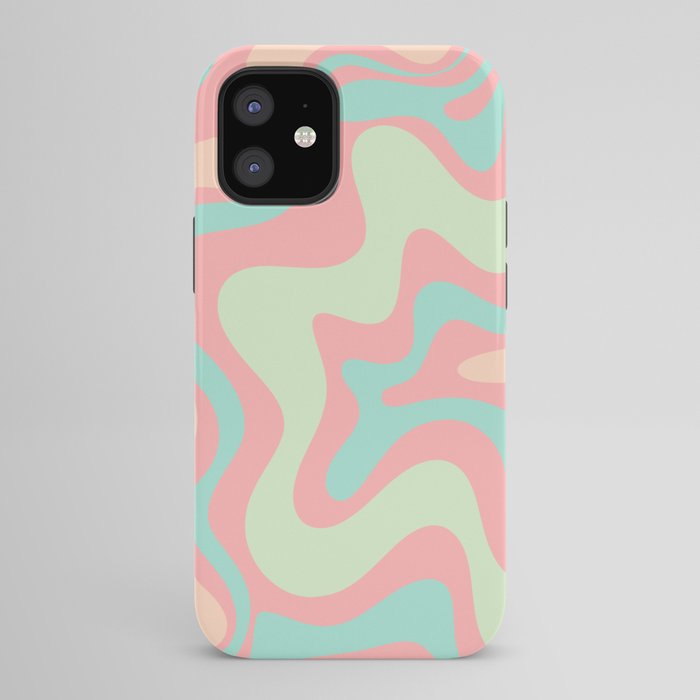 Retro Liquid Swirl Abstract Pattern in Pastel Sherbet Blush Pink and Mint iPhone Case Gallery Image 42